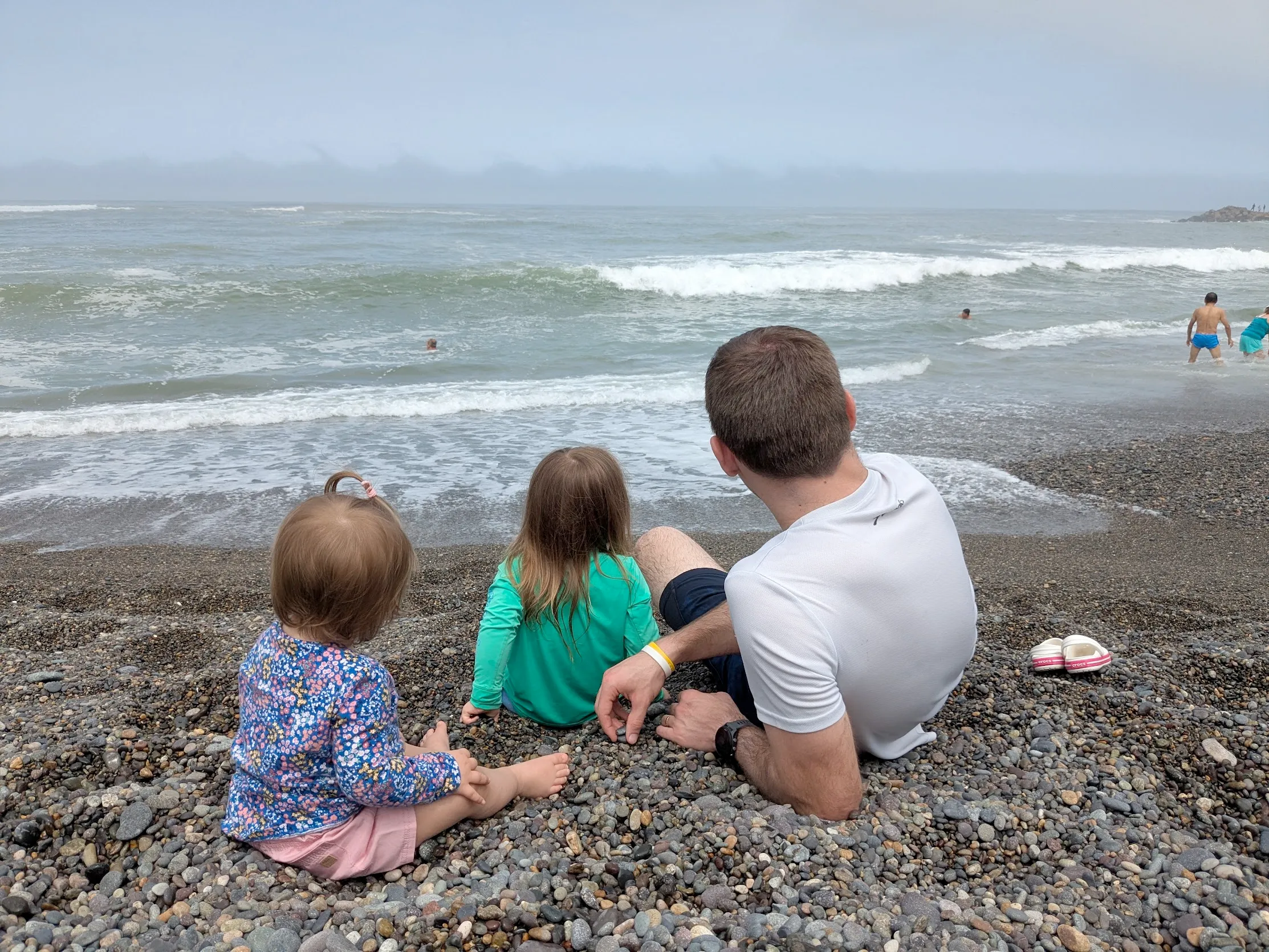 The beach here is rocky and you can eat the rocks if your parents aren't watching